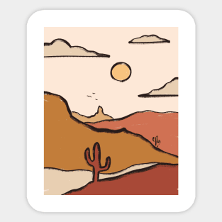 Desert Canyon Warm Colors Mountains Minimal Sticker